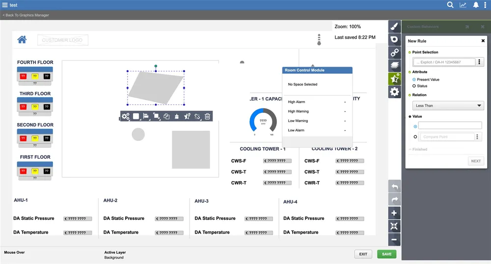 Shipped Custom Behaviors — behavior applied to the canvas