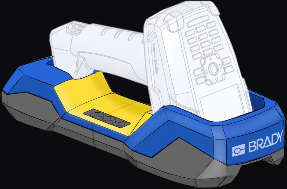 Ranger and its charging cradle — the hardware the on-device UI had to serve.