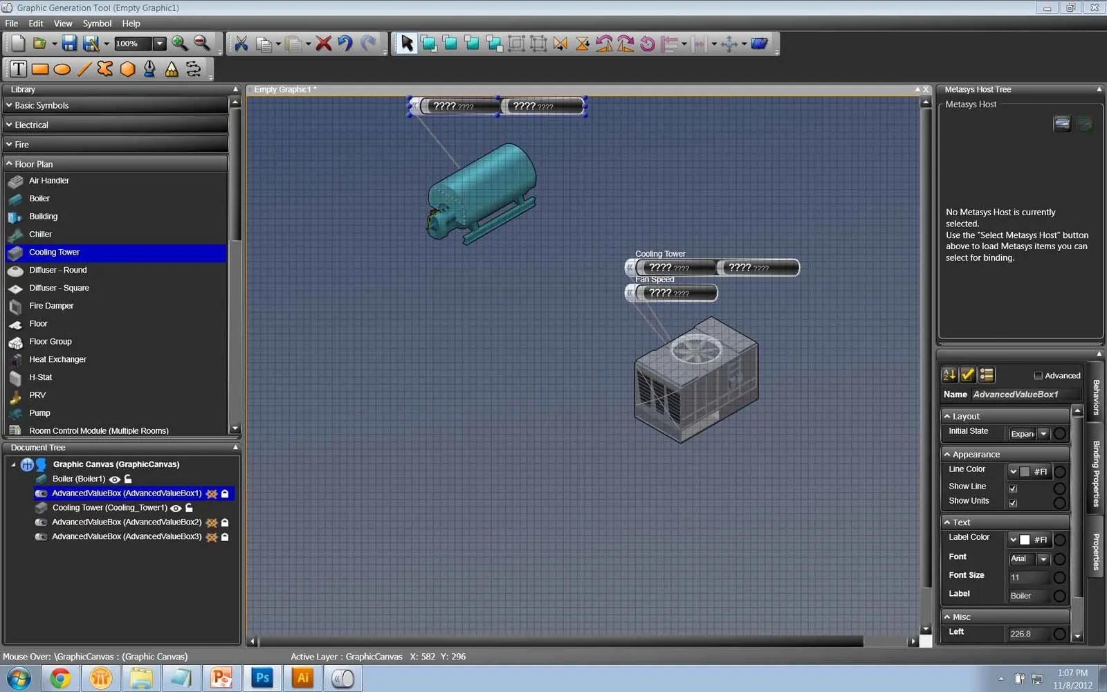 The legacy Graphic Generation Tool — a dated JAVA editor with docked panels and toolbars