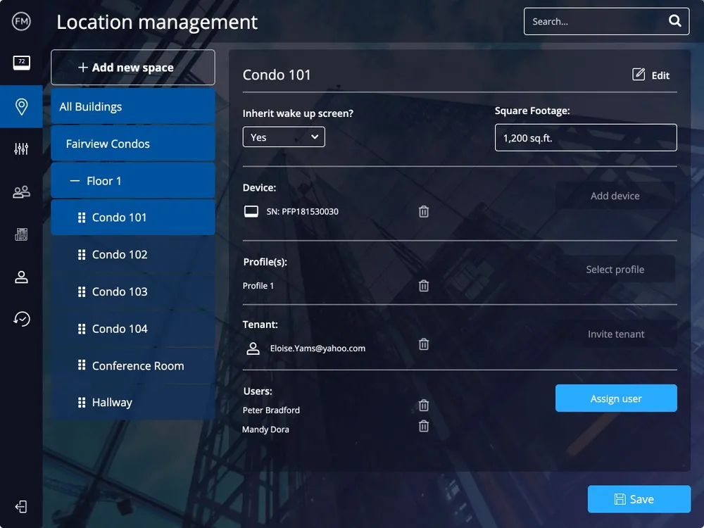 Facility Manager Portal iPad app — screen 7