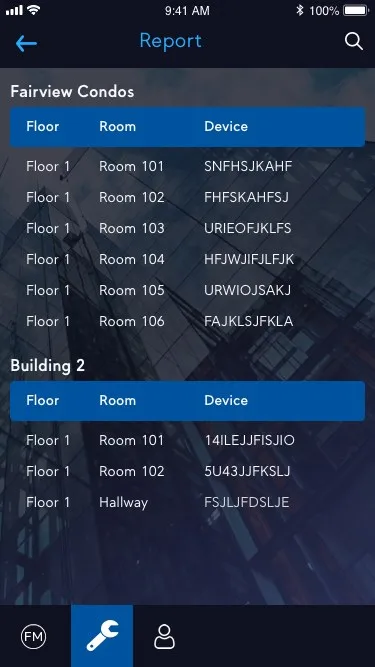 Technician mobile app — commissioning report
