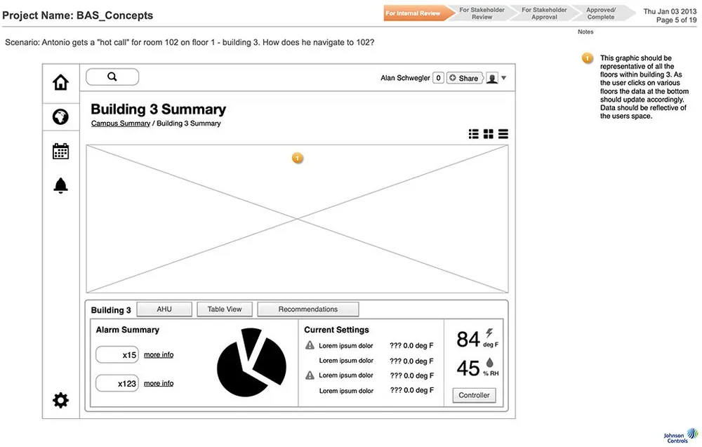 Static wireframe — room schedules