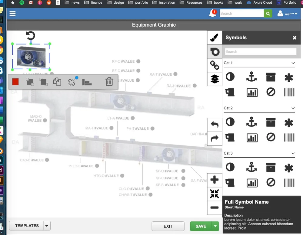 Editor workflow — adding symbols to the canvas